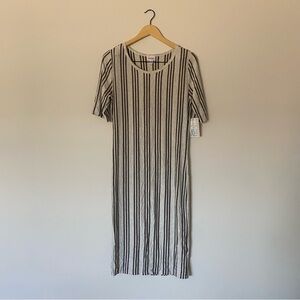 LuLaRoe Black and White Striped Midi Dress
